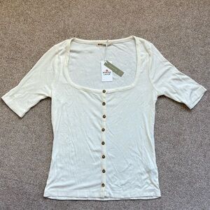 Marine Layer - Lexi Button Through Top - Ivory Cream